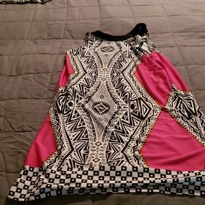 Pink Dress  with black,white and yellow design size 6